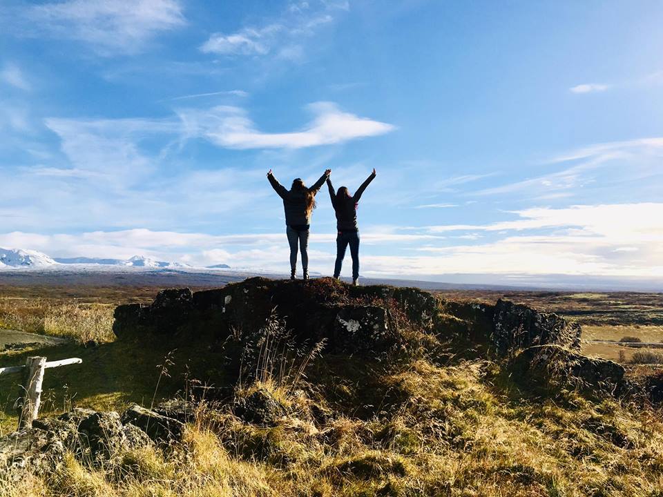 Climbing the mountain Thingvellir National Park